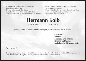 Traueranzeige von Hermann Kolb von Der Bote