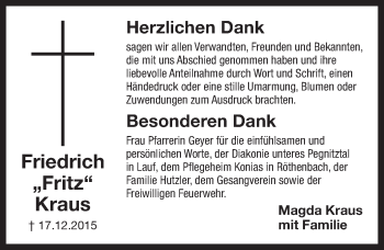 Traueranzeige von Friedrich Kraus von Pegnitz-Zeitung