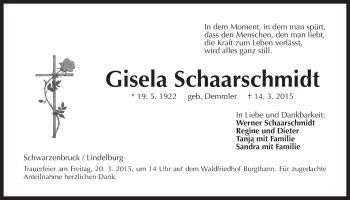 Traueranzeige von Gisela Schaarschmidt von Der Bote
