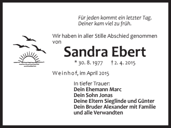 Traueranzeige von Sandra Ebert von Der Bote