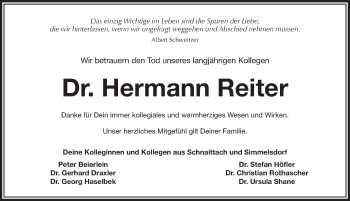 Traueranzeige von Hermann Reiter von Pegnitz-Zeitung