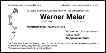 Traueranzeige von Werner Meier von Hersbrucker Zeitung