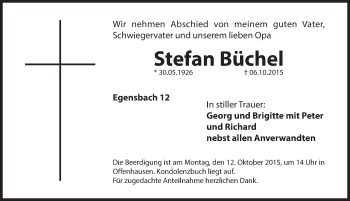 Traueranzeige von Stefan Büchel von Hersbrucker Zeitung