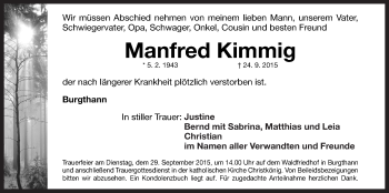 Traueranzeige von Manfred Kimmig von Der Bote