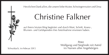 Traueranzeige von Christine Falkner von Pegnitz-Zeitung