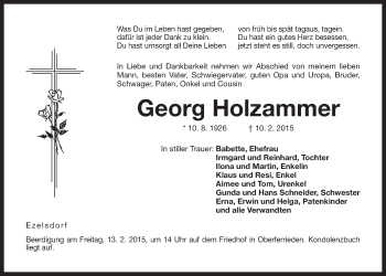 Traueranzeige von Georg Holzammer von Der Bote