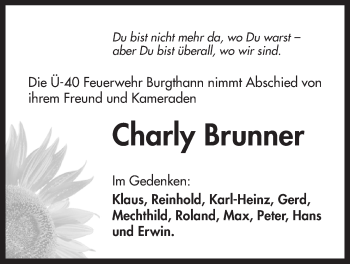 Traueranzeige von Charly Brunner von Der Bote
