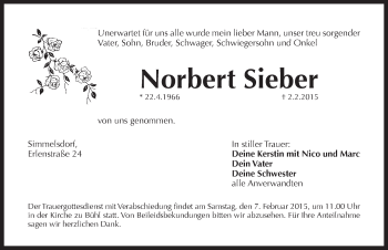 Traueranzeige von Norbert Sieber von Pegnitz-Zeitung