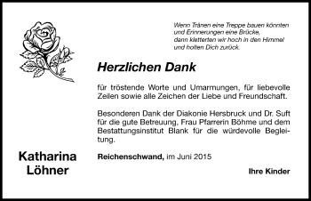 Traueranzeige von Katharina Löhner von Hersbrucker Zeitung