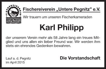 Traueranzeige von Karl Philipp von Pegnitz-Zeitung