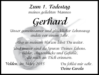 Traueranzeige von Gerhard  von Hersbrucker Zeitung