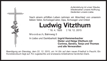 Traueranzeige von Ludwig Vitzthum von Der Bote