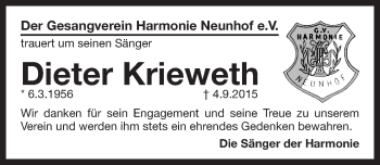Traueranzeige von Dieter Krieweth von Pegnitz-Zeitung