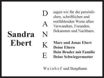Traueranzeige von Sandra Ebert von Der Bote