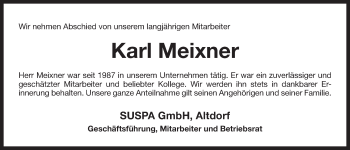 Traueranzeige von Karl Meixner von Der Bote