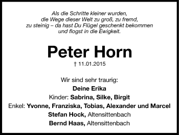 Traueranzeige von Peter Horn von Hersbrucker Zeitung
