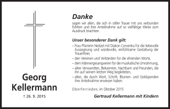 Traueranzeige von Georg Kellermann von Der Bote