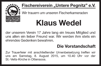 Traueranzeige von Klaus Wedel von Pegnitz-Zeitung