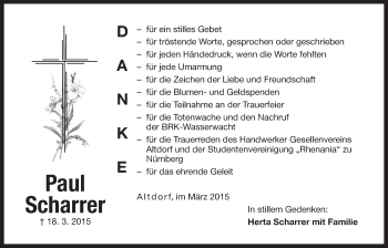 Traueranzeige von Paul Scharrer von Der Bote