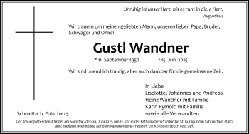Traueranzeige von August Wandner von Pegnitz-Zeitung