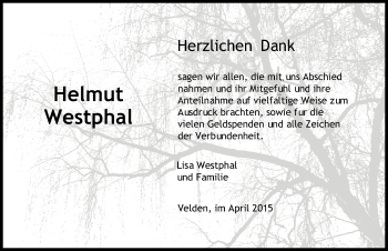 Traueranzeige von Helmut Westphal von Hersbrucker Zeitung