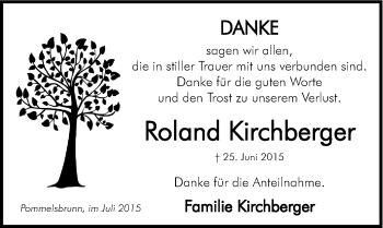 Traueranzeige von Roland Kirchberger von Hersbrucker Zeitung