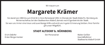 Traueranzeige von Margarete Krämer von Der Bote