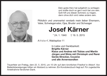 Traueranzeige von Josef Kärner von Der Bote