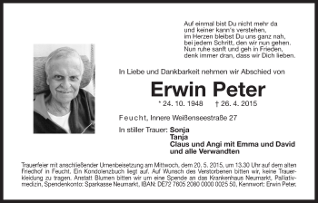 Traueranzeige von Erwin Peter von Der Bote