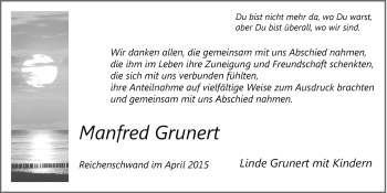 Traueranzeige von Manfred Grunert von Hersbrucker Zeitung