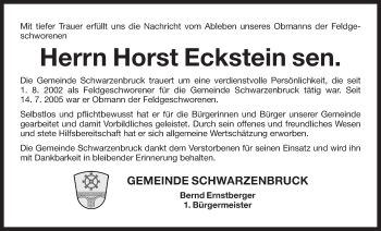 Traueranzeige von Horst Eckstein von Der Bote