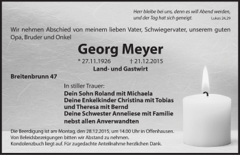 Traueranzeige von Georg Meyer von Hersbrucker Zeitung