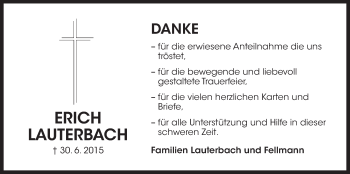 Traueranzeige von Erich Lauterbach von Der Bote