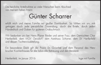Traueranzeige von Günter Scharrer von Hersbrucker Zeitung