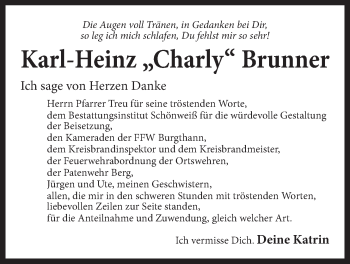 Traueranzeige von Karl-Heinz Brunner von Der Bote