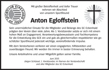 Traueranzeige von Anton Egloffstein von Pegnitz-Zeitung