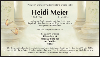 Traueranzeige von Heidi Meier von Pegnitz-Zeitung