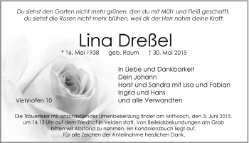 Traueranzeige von Lina Dreßel von Hersbrucker Zeitung