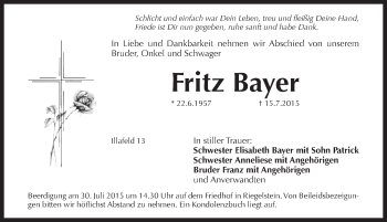 Traueranzeige von Fritz Bayer von Pegnitz-Zeitung