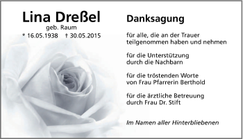 Traueranzeige von Lina Dreßel von Hersbrucker Zeitung