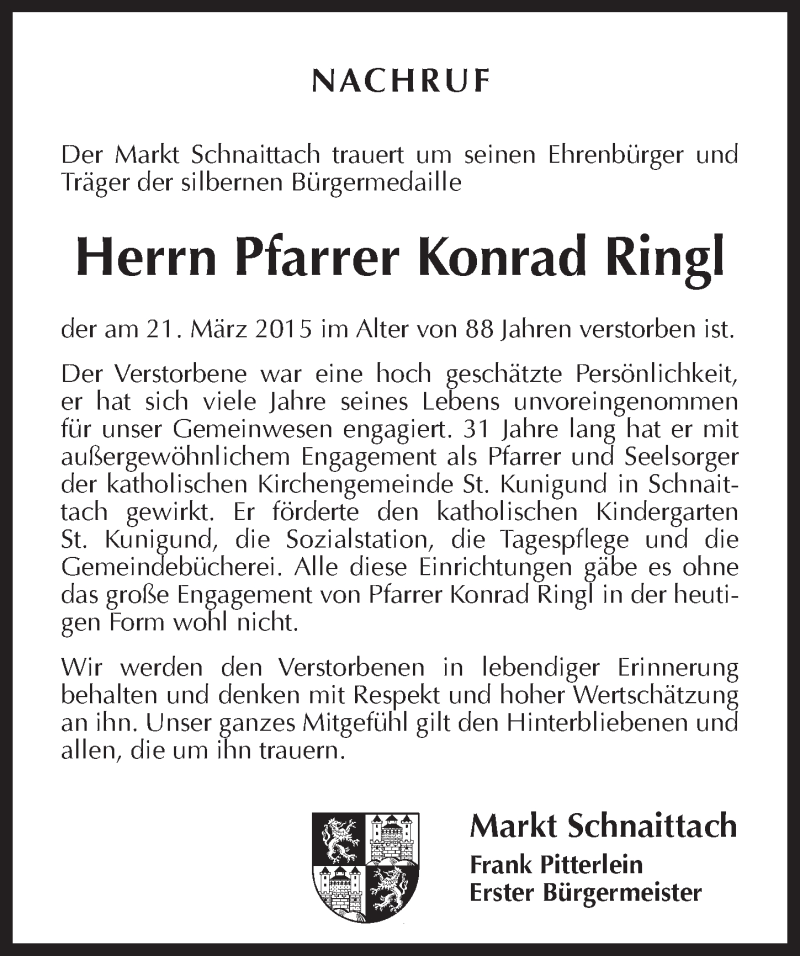  Traueranzeige für Konrad Ringl vom 25.03.2015 aus Pegnitz-Zeitung