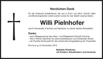Traueranzeige von Willi Pielnhofer von Der Bote