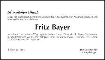 Traueranzeige von Fritz Bayer von Pegnitz-Zeitung