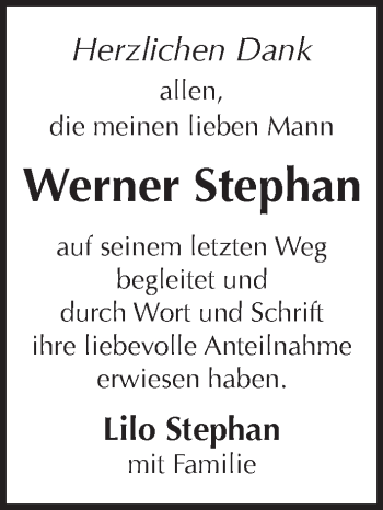 Traueranzeige von Werner Stephan von Pegnitz-Zeitung