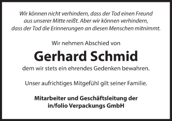 Traueranzeige von Gerhard Schmid von Hersbrucker Zeitung