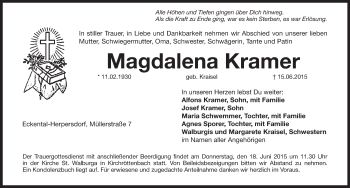 Traueranzeige von Magdalena Kramer von Pegnitz-Zeitung