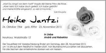 Traueranzeige von Heike Jantzi von Hersbrucker Zeitung