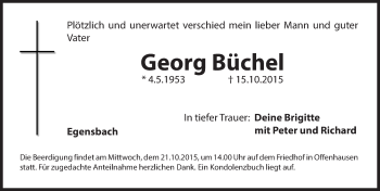 Traueranzeige von Georg Büchel von Hersbrucker Zeitung