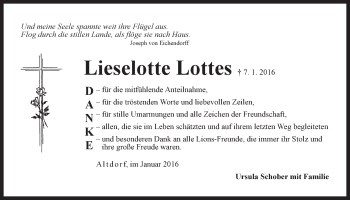 Traueranzeige von Lieselotte Lottes von Der Bote
