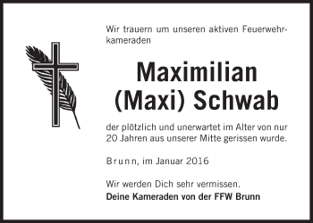 Traueranzeige von Max Schwab von Der Bote